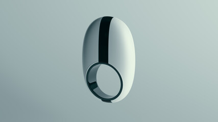White Black Ring Chunky Smooth Sliced Band Design 3d illustration render
