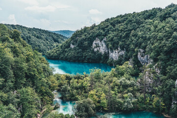 Aqua lake in Plitvice Lake area in Croatia