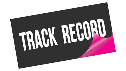 TRACK  RECORD text on black pink sticker stamp.