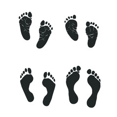 Collection of footprints isolated on white. Vector illustration.