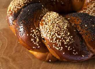 Sweet Slavic bun made in the shape of a ring and called Kalach