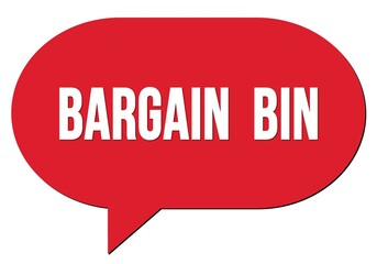 BARGAIN  BIN text written in a red speech bubble