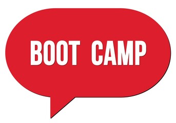 BOOT  CAMP text written in a red speech bubble