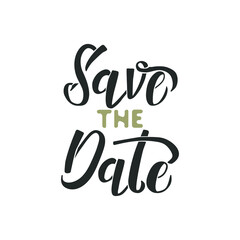 "Save the date" text isolated on white. Vector illustration.