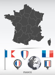 Naklejka premium France map and flag set