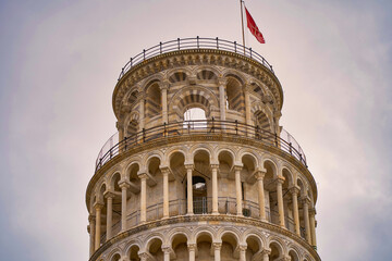 Detail of the top of the Tower of Pisa Tuscany Italy