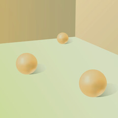 Abstract vector yellow balls in a room