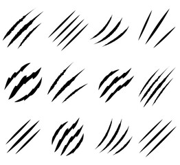 Claws scratches set icon, logo isolated on white background