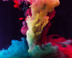 background Colorful abstract art motion smoke Color drop in water, Ink smoke swirling, Colorful...
