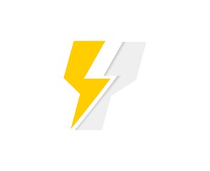 Y letter logo, vector font with lightning flash power icon