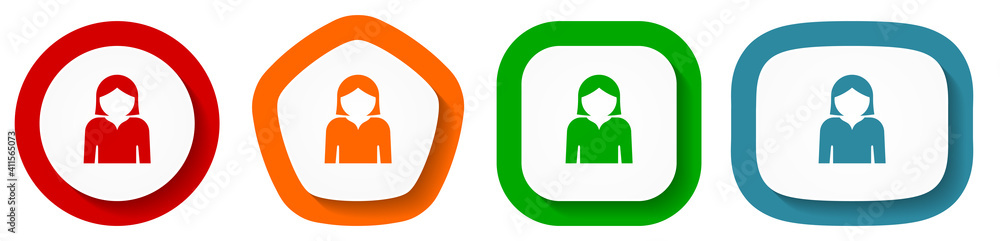 Aufkleber Profile avatar vector icon set, flat design buttons on white background for webdesign and mobile phone apps