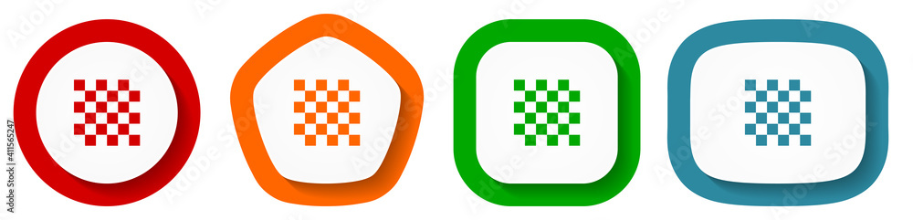 Fototapete Chess vector icon set, flat design buttons on white background for webdesign and mobile phone apps