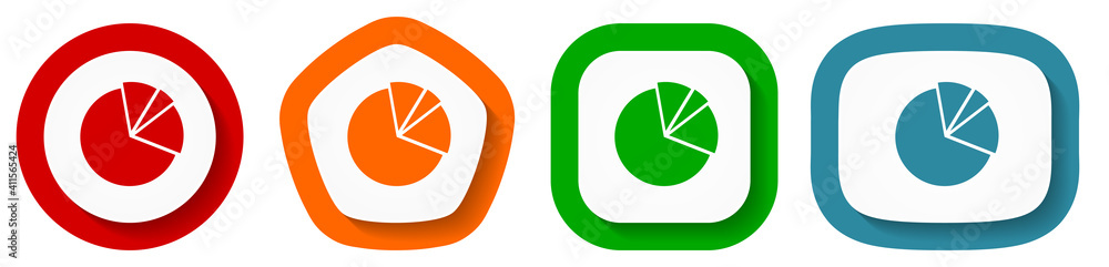 Poster diagram vector icon set, flat design buttons on white background for webdesign and mobile phone apps