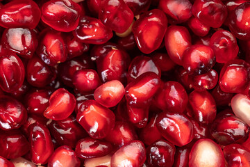 close-up of pomegranate shelled fruit, concept of health and rich source of oxytocin for well-being