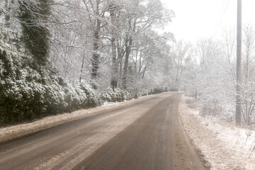 Snow covers the roads