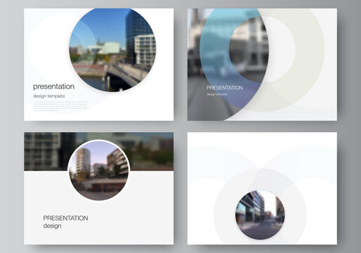 Vector layout of the presentation slides design business templates, multipurpose template for presentation brochure, cover. Background template with rounds, circles for IT, technology. Minimal style.