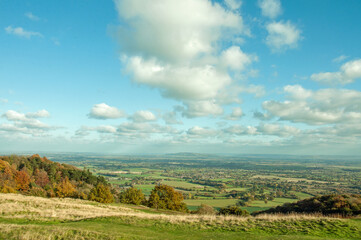 Malvern hills scenery in the English countryside.