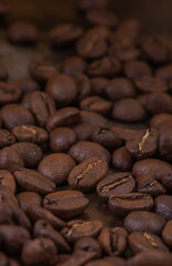 Fresh roasted brown coffee beans