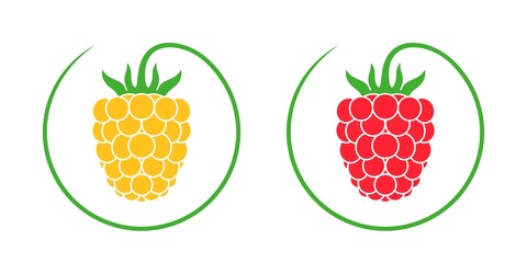 Raspberries logo. Isolated raspberries on white background