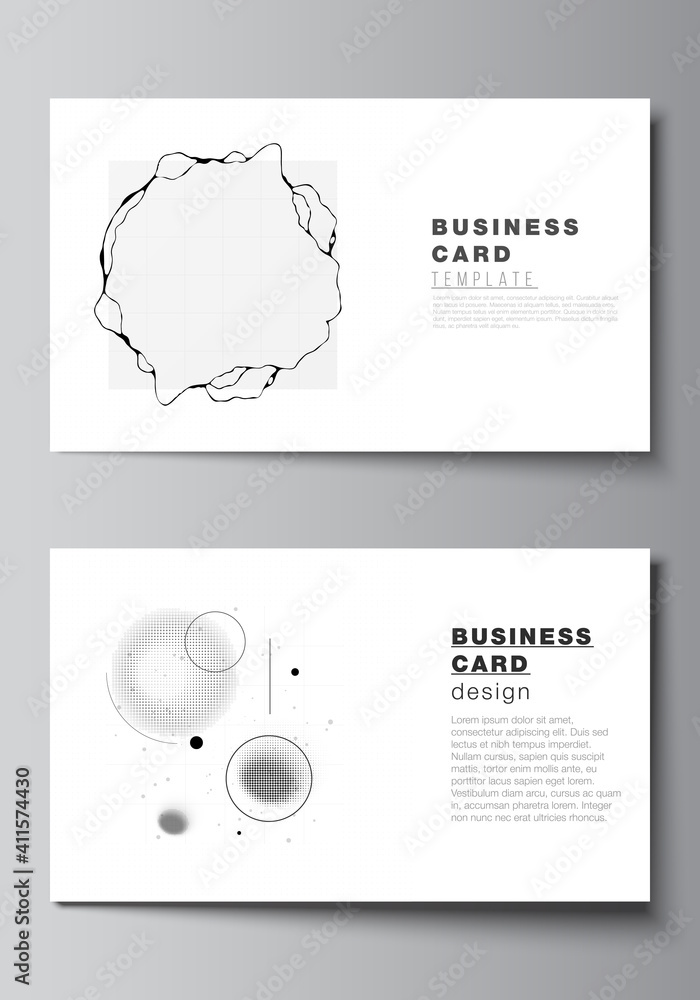 Poster vector layout of two creative business cards design templates, horizontal template vector design. ab