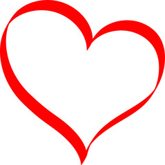 Red heart - doodle style outline for romantic valentines day greeting card. Vector graphic for web design, beautiful icon for cover.
