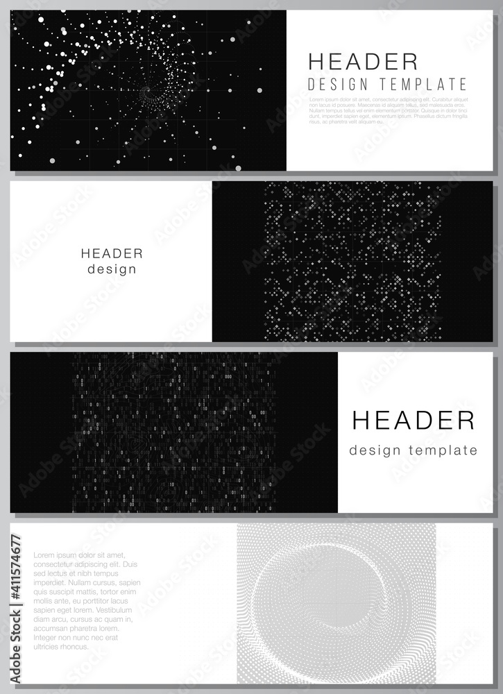 Poster vector layout of headers, banner design templates for website footer design, horizontal flyer design