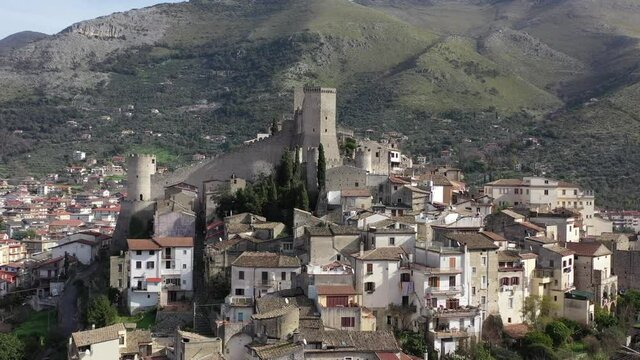 The castle of Itri in the province of Latina
Aerial shot with drone of the Castle and the village of Itri