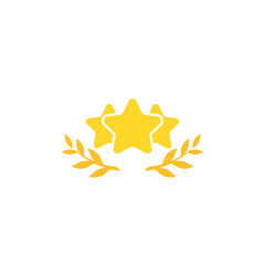 Valid Seal icon. three stars with leaves laurel and 3 stars. Isolated on white
