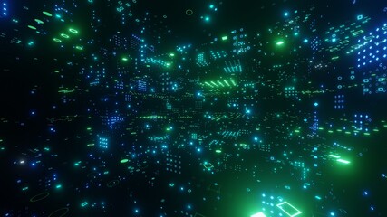 Digital binary code matrix abstract background - 3D rendering