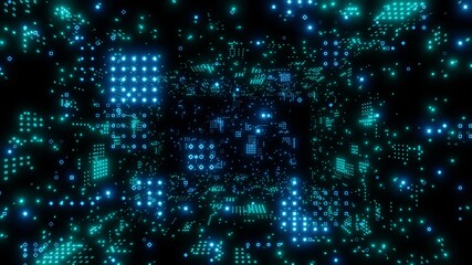 Digital binary code matrix abstract background - 3D rendering