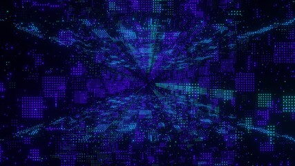 Digital binary code matrix abstract background - 3D rendering