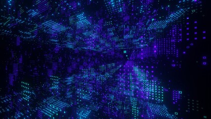 Digital binary code matrix abstract background - 3D rendering