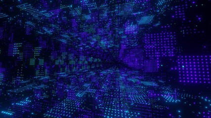 Digital binary code matrix abstract background - 3D rendering