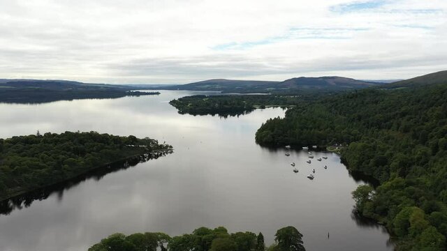 Loch Lomond in Scotland - Flying above the biggest Lake of Scotland - 4K Drone Video