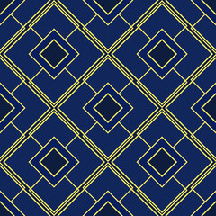 Art deco seamless geometric pattern in vector. Vintage blue and green background
