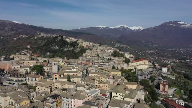 Veroli, a delightful medieval village in the province of Frosinone, Italy
Aerial view of the village of Veroli taken by drone.