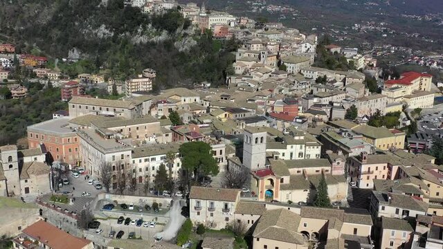 Veroli, a delightful medieval village in the province of Frosinone, Italy
Aerial view of the village of Veroli taken by drone.