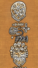 Manufactured African fabric – Ritual mask - Seamless and textured pattern, cotton, photo 