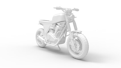 Fototapeta na wymiar 3D rendering of a motorcycle motor bike computer model on white background