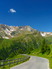 Obraz premium Passo Gavia, mountain pass in Lombardy, Italy, to Val Camonica at summer