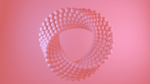 3D illustration of pink spheres forming a ring