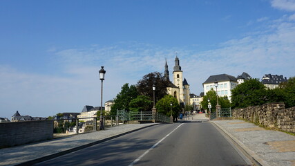 Fototapeta na wymiar the Chemin de la Corniche in Luxembourg City, July