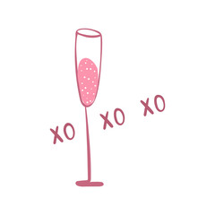 sketch line art glass with red wine vector, hand-drawn, ho ho ho