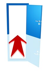 ein Pfeil führt durch eine Tür hindurch