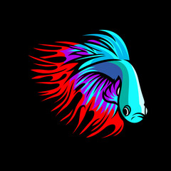 Crown tail betta fish mascot. esport logo design 