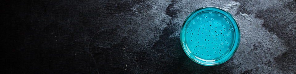 lemonade chia seed drink blue berry flavor blueberry transparent glass on the table for healthy meal snack outdoor top view copy space for text food background image