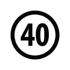 road traffic sign speed no more than 40 km / h vector icon eps 10