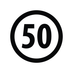 Obraz premium road traffic sign speed no more than 50 km / h vector icon eps 10