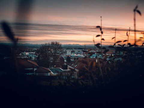 Sunset view over Perg - a little city in Upper Austria