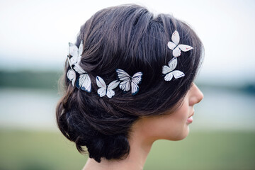 Creative hairstyle with butterflies in your hair